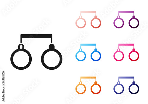 Black Handcuffs icon isolated on white background. Set icons colorful. Vector Illustration