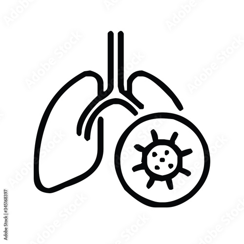 Lungs infected with virus icon vector illustration