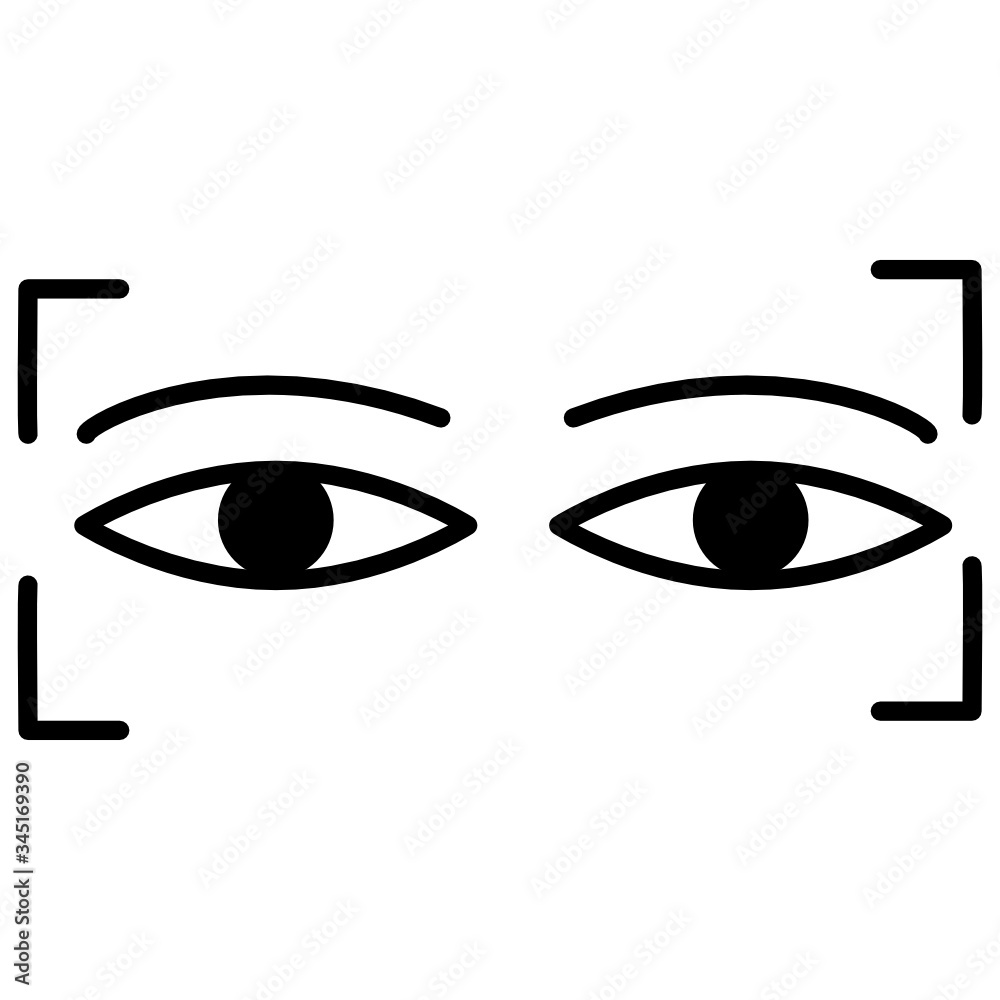 Face and eye recognition. Retinal scan for personality recognition. Vector linear eyes simple stock icon. Logo for medical clinics and hospitals. Illustration for banners and sites. Face and eye recognition. Retinal scan for personality recognition. Vector linear eyes simple stock icon. Logo for medical clinics and hospitals. Illustration for banners and sites.