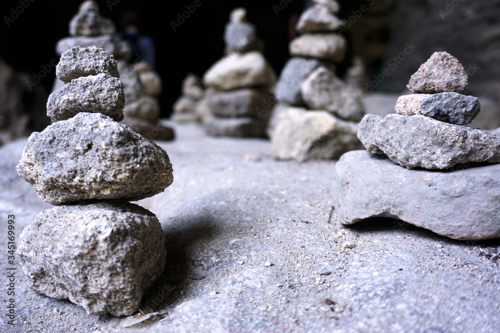 Pebbles in Nymphs` sanctuary in Madara, Bulgaria. A stack of stones. Pebbles in Nymphs` sanctuary in Madara, Bulgaria. A stack of stones.