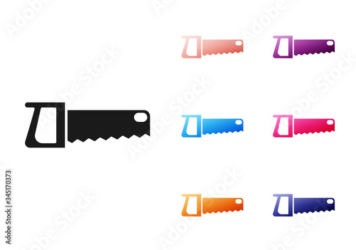 Black Hand saw icon isolated on white background. Set icons colorful. Vector Illustration