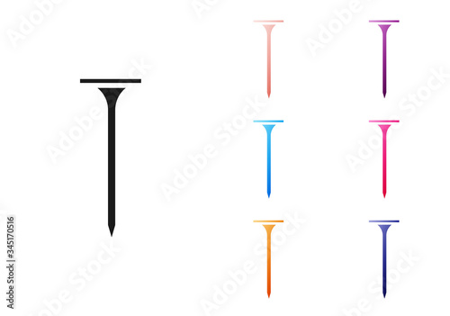 Black Metallic nail icon isolated on white background. Set icons colorful. Vector Illustration
