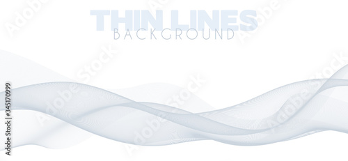 Gray waves. Abstract background of thin grey wavy lines