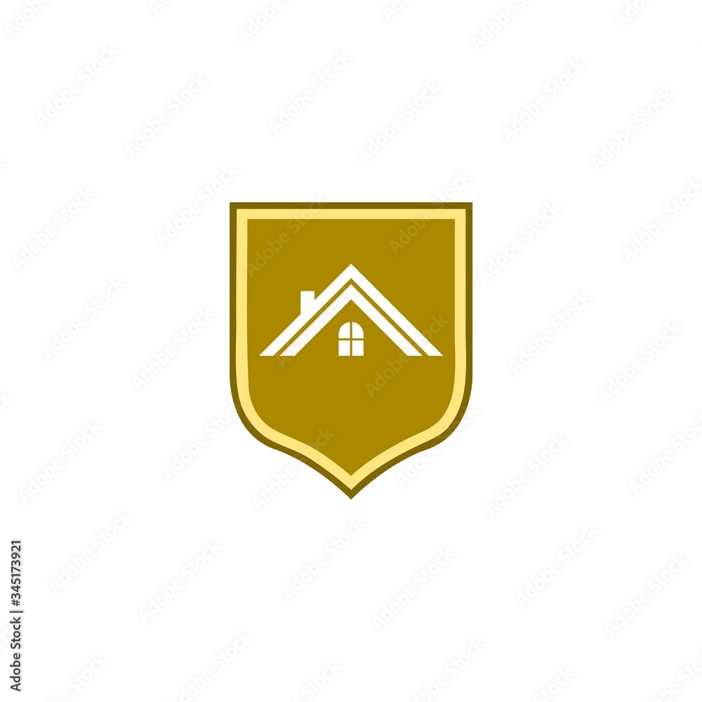 House with shield icon isolated on white background House with shield icon isolated on white background