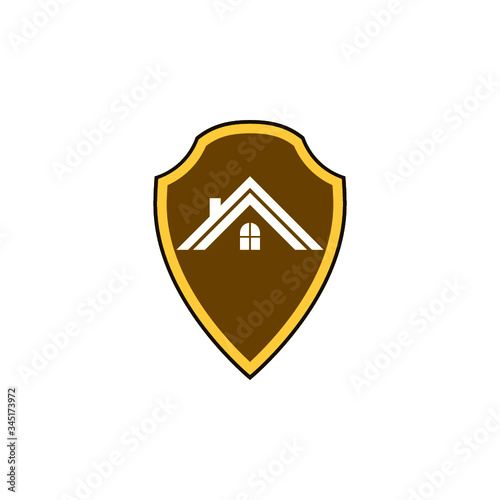 Free Download House with shield icon isolated on white background - GFXLoad