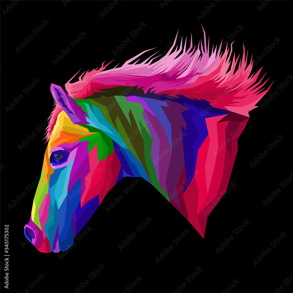 colorful horse pop art portrait style premium, can be used for poster