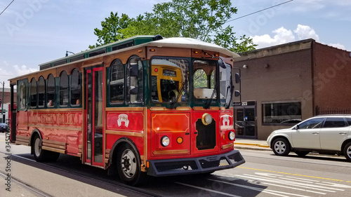 Red trolley in Memphis, Tennessee
