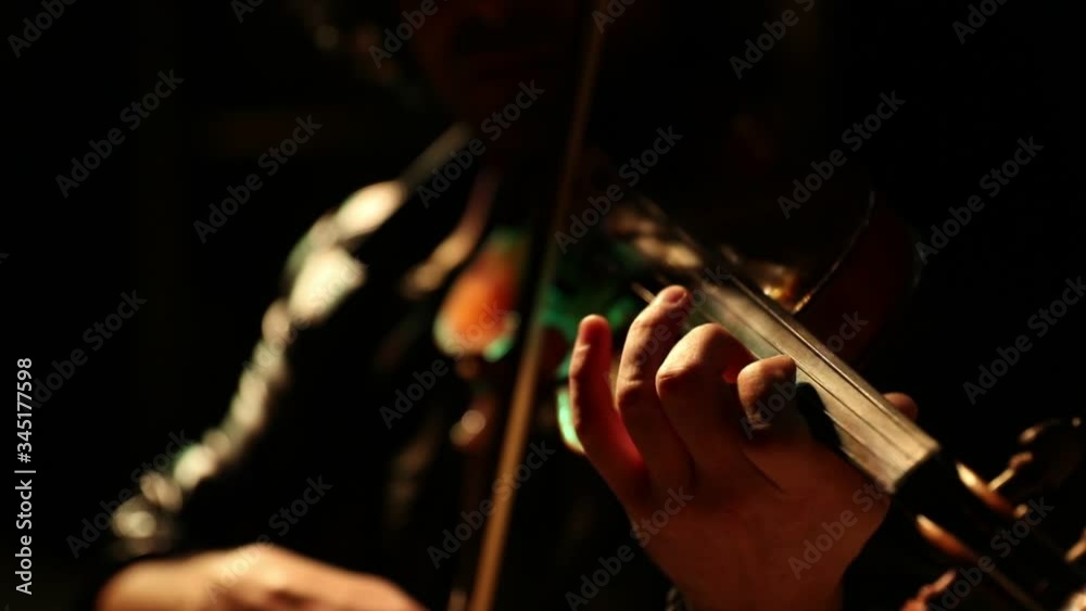 Closeup Violinist plays classical music