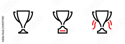Set Trophy cup award icons. Editable Vector Stroke.