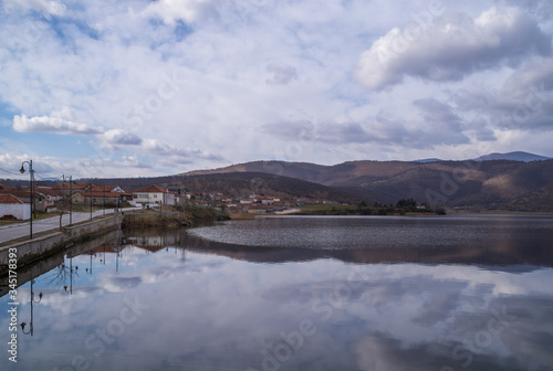 Fototapeta Naklejka Na Ścianę i Meble -  Limnohori village by the lake Zazari, Florina, Greece