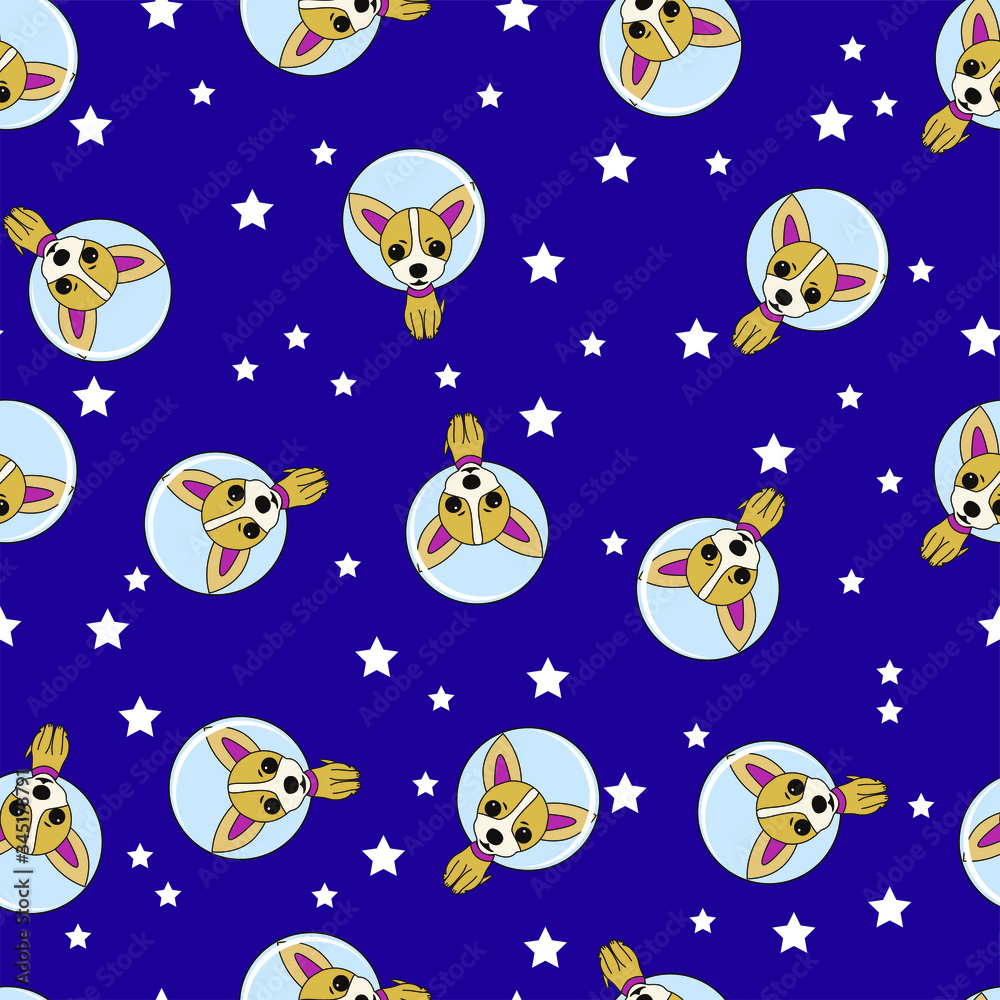 Cute Space Dog Pattern Seamless