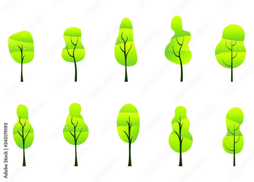 Vector illustration of a gradient green tree, and added a white pattern