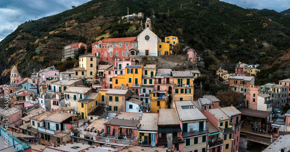 View of Vernazza, iconic old village of Cinque Terre National Park in Liguria, Italy
