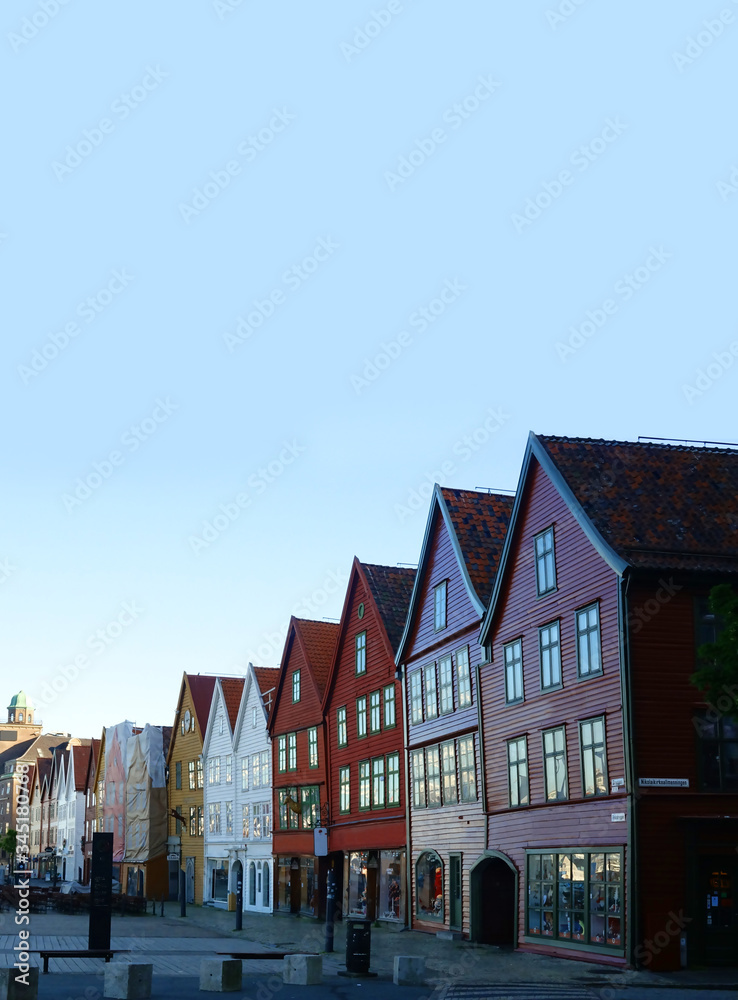 Bryggen colourful houses, Hanseatic Wharf of Bergen, Norway