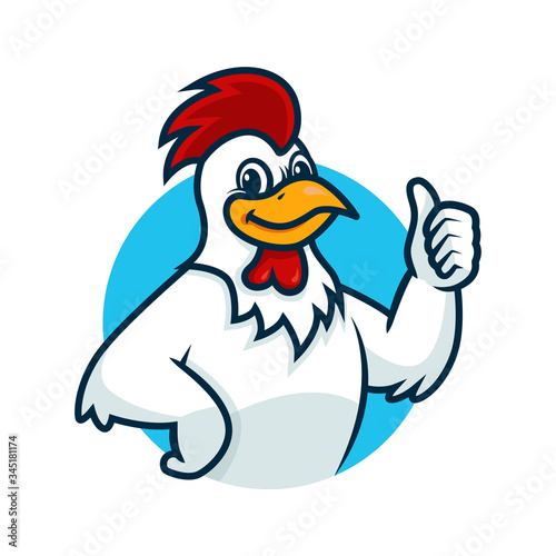 Chicken mascot cartoon logo template, suitable for food and restaurant logo