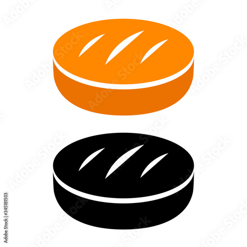 Bread flat icon isolated on white background. Vector illustration of loaf of bread. Baking and bakery.