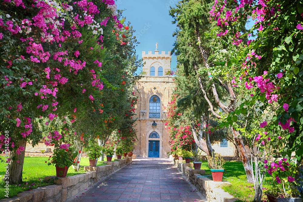 Beit Jimal (or Beit Jamal) Catholic monastery near Beit Shemesh, Israel. Beautiful garden