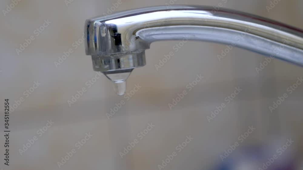 Tap water in the bathroom. Drinking water stops flowing and drip a few