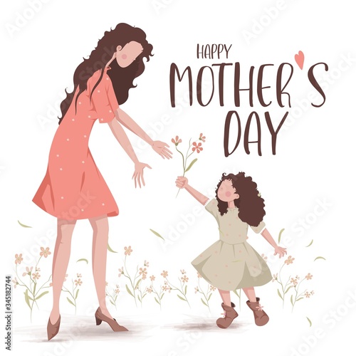 Happy Mother's Day. The Love of Mother and Little Girl.