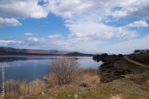 Wonderful scenery by the lake Zazari, Florina, Greece