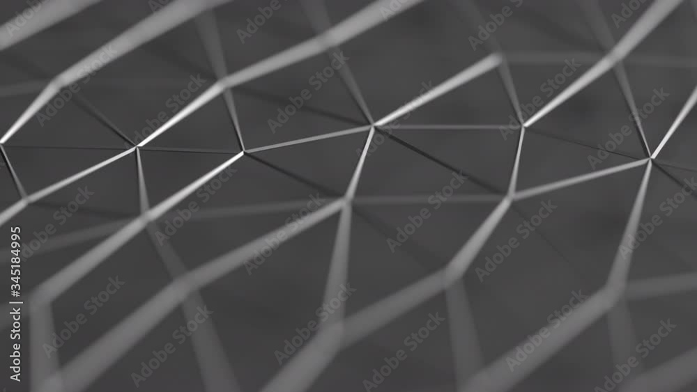 Abstract 3d render, motion background design, triangulated wireframe, seamless looped 4k animation