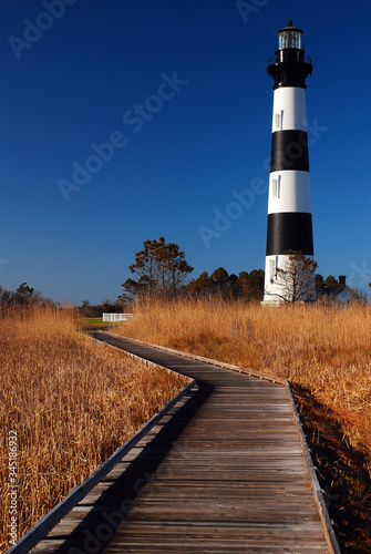 A Path Through the Marsh Leads to the Bodie Island Lighthouse, Outer Banks, North Carolina