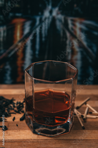 Whiskey, glass