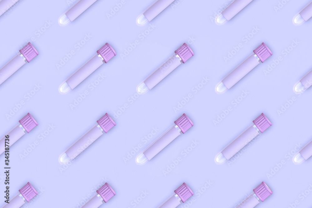 Realistic test tubes seamless pattern. Stylish test tubes on pink background mock up. 3d render Realistic test tubes seamless pattern. Stylish test tubes on pink background mock up. 3d render