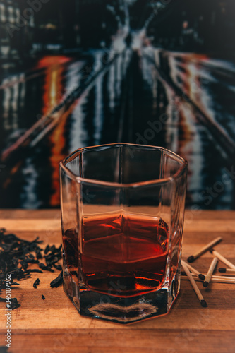 Whiskey, glass