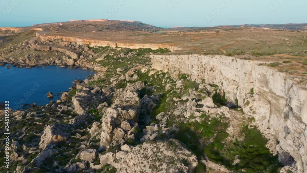 Aerial view of nature cliffs. Rock Cut Observation Post. Malta Aerial view of nature cliffs. Rock Cut Observation Post. Malta
