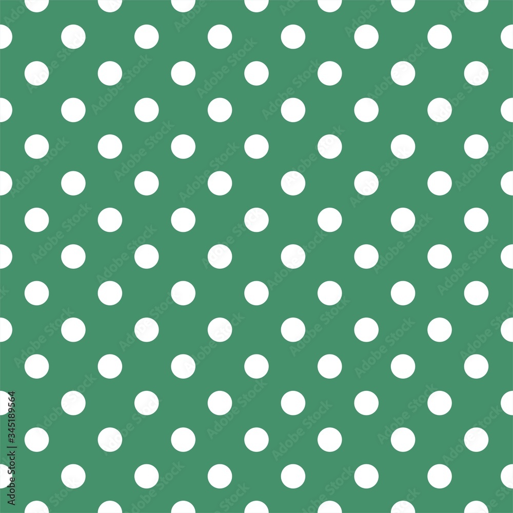 Tile polka dots on fresh mint green background retro seamless vector pattern