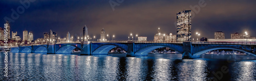 Longfellow bridge over the river at night