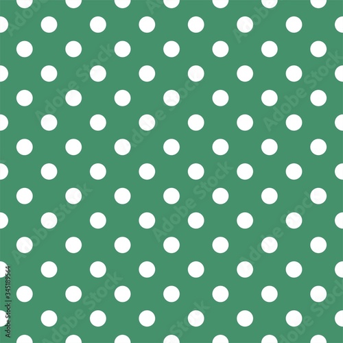Tile polka dots on fresh mint green background retro seamless vector pattern