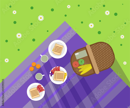 Picnic nature weekend flat vector