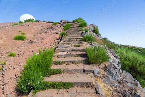 A tourist trail in the madeira mountains from Pico do Ruivo to Pico do Arieiro