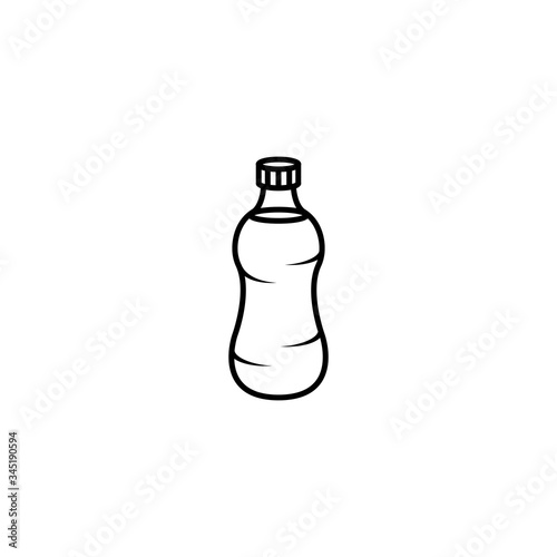 Transparent bottle filled with liquid, vector icon illustration