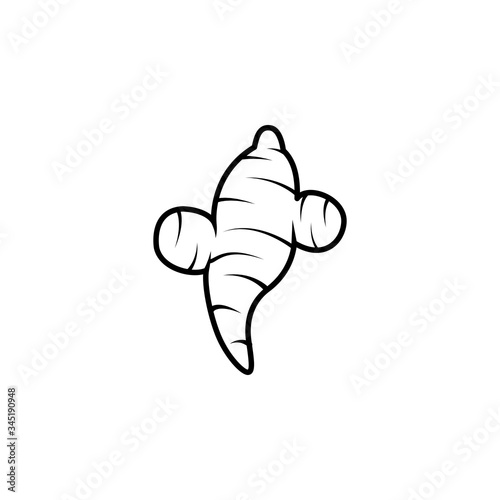 Jerusalem artichoke, black vector illustration on white background