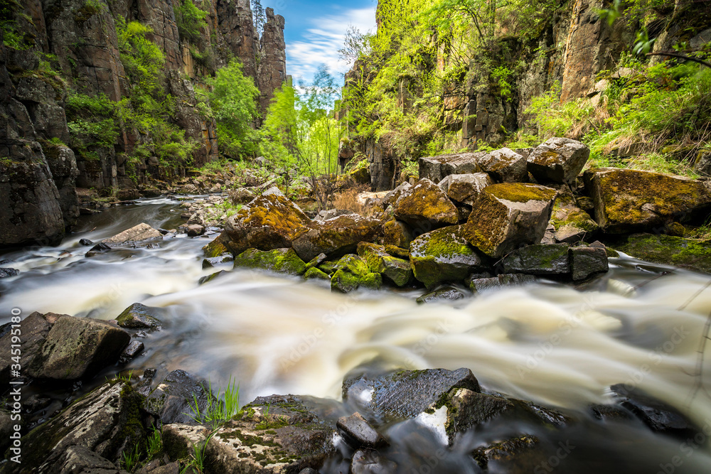 Ukowski waterfall in the Irkutsk region in Russia in the summer