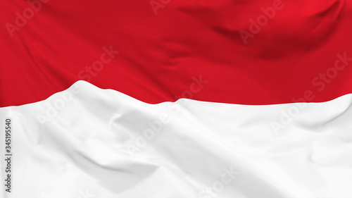 Fragment of a waving flag of the Principality of Monaco in the form of background, aspect ratio with a width of 16 and height of 9, vector