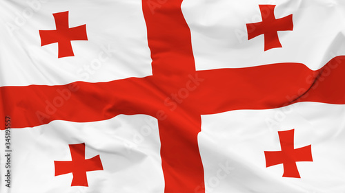 Fragment of a waving flag of the Republic of Georgia in the form of background, aspect ratio with a width of 16 and height of 9, vector