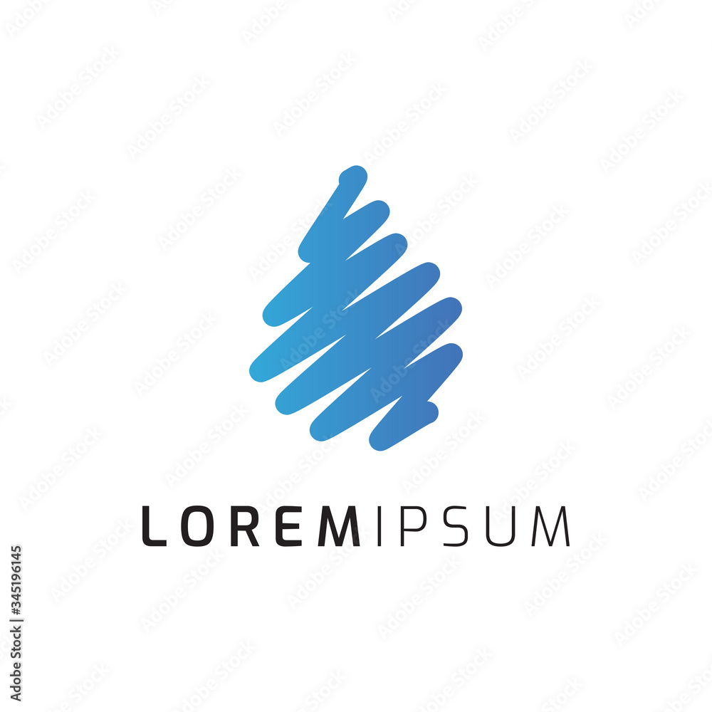 Water drop scribble logo icon template. Vector illustration. Modern design
