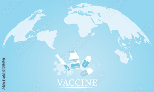 Plague vaccine  Covid-19 The world map is threatened by an epidemic. The hope of humanity . Vector/illustration