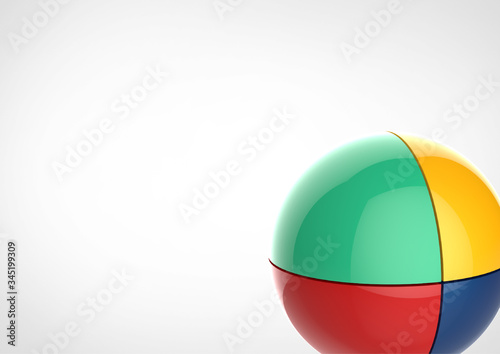 3D Rendering of a segmented sphere infographic. Powerpoint slide cover image. Ball. Segmented Business Diagram.