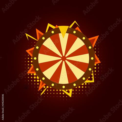 Fortune wheel for gambling in casino, cartoon comic style, flat isolated icon, vector illustration
