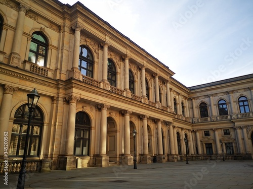 unset at city town hall with blue sky Hamburg Germany