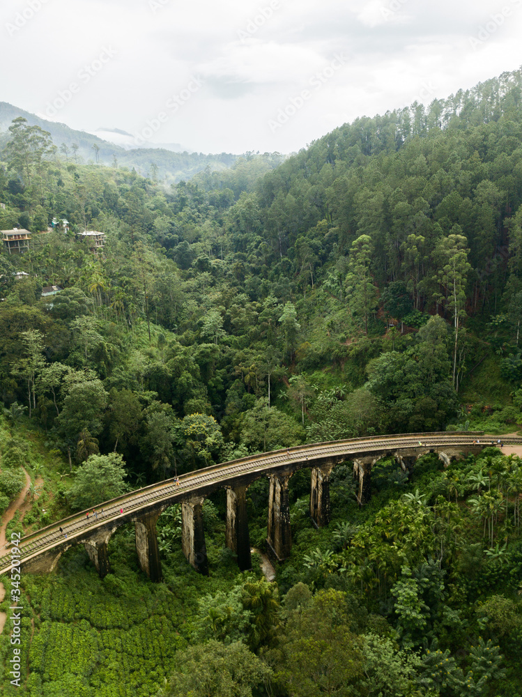 Nine Arches Bridge from above, Sri Lanka, view from the drone Nine Arches Bridge from above, Sri Lanka, view from the drone
