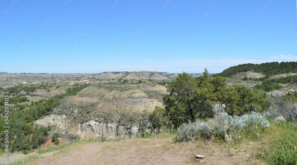 Late Spring in North Dakota: Looking Northeast Toward Buck Hill From Badlands Overlook Along Scenic Loop Drive in the South Unit of Theodore Roosevelt National Park