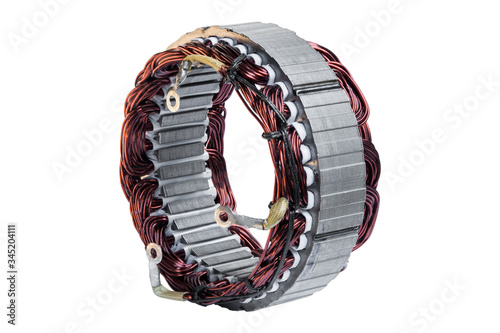 alternator stator on a white background