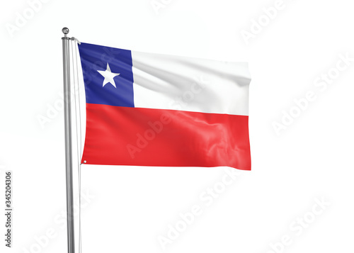 Chile flag waving isolated on white 3D illustration