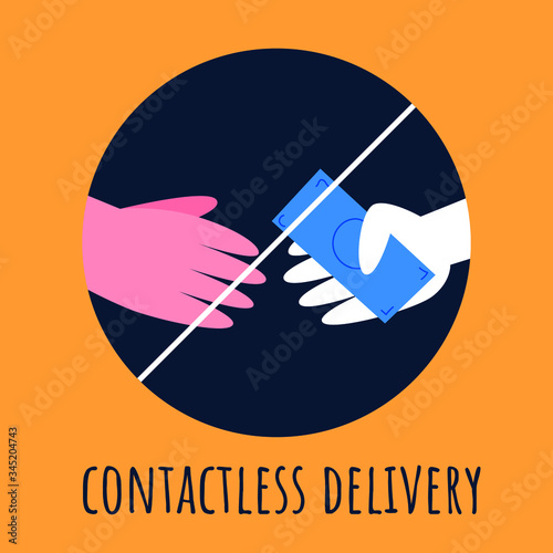 simple flat contactless delivery sign for delivery services during covid-19 outbreak